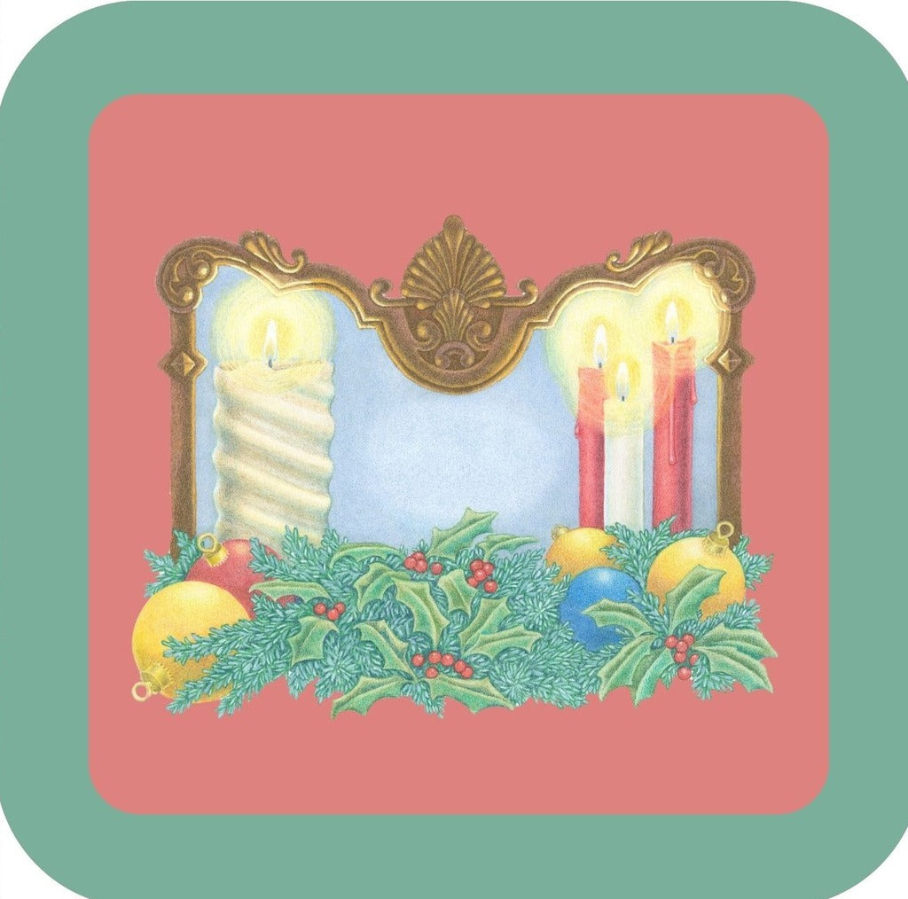 Carols Rose Garden Holiday Whimsy Victorian Mantle Mirror Decorated With Ornaments Garland And Candles H-CMS137 Drink Coaster 265113 2679 265113