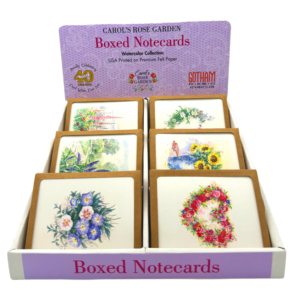 Counter Top Display 4x5 CRG Watercolor Boxed Note Cards 6 Compartment 24 Unit Capacity White Kraft Cardboard | DisplayWatercolor4x5 | 265433