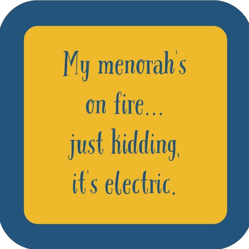My Menorahs On Fire Just Kidding Its Electric Holiday Premium Drink Coaster Resin With Cork Backing 265512 SSC2000 265512