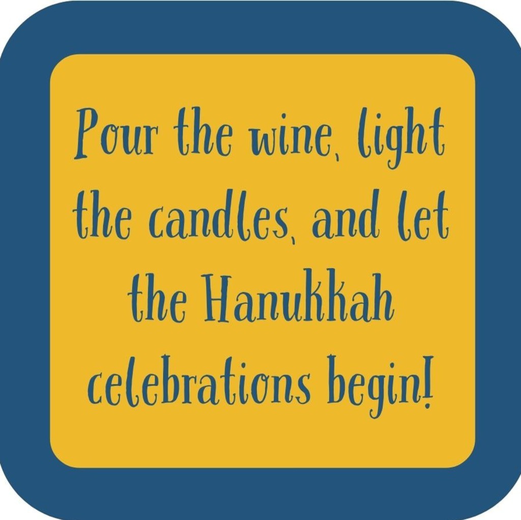 Pour The Wine Light The Candles And Let The Hanukkah Celebrations Begin Holiday Premium Drink Coaster Resin With Cork Backing 265527 SSC2015 265527