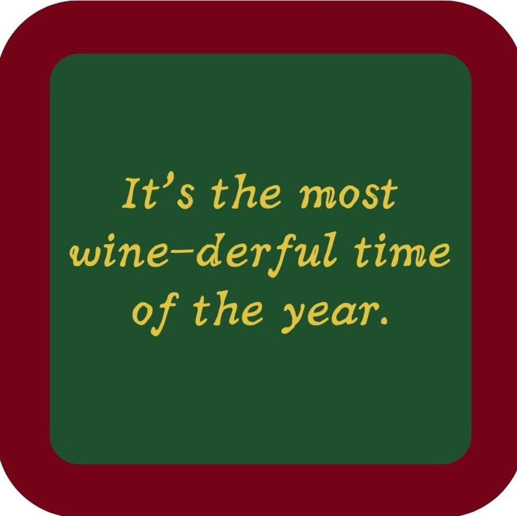Its The Most Wine Derful Time Of The Year Holiday Premium Drink Coaster Resin With Cork Backing 265607 SSC2095 265607