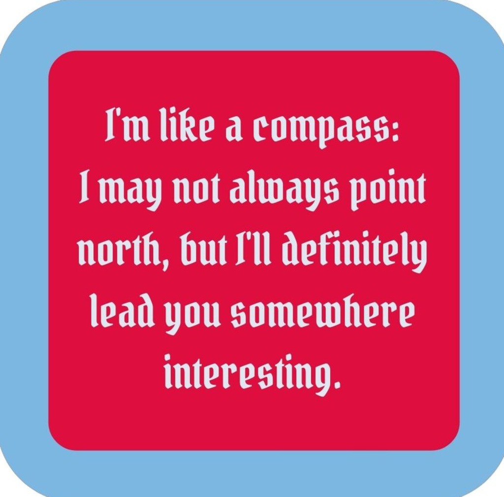 Im Like A Compass I May Not Always Point North But Ill Definitely Lead You Somewhere Interesting Premium Drink Coaster Resin With Cork Backing 265670 SSC2158 265670