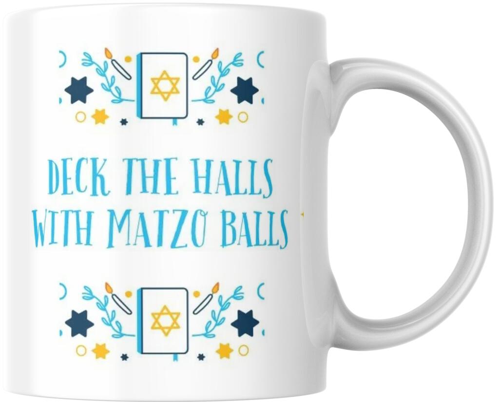 Deck The Halls With Matzo Balls Funny Hanukkah Ceramic Coffee Mug Tea Cup Novelty Gift 12 oz 266811