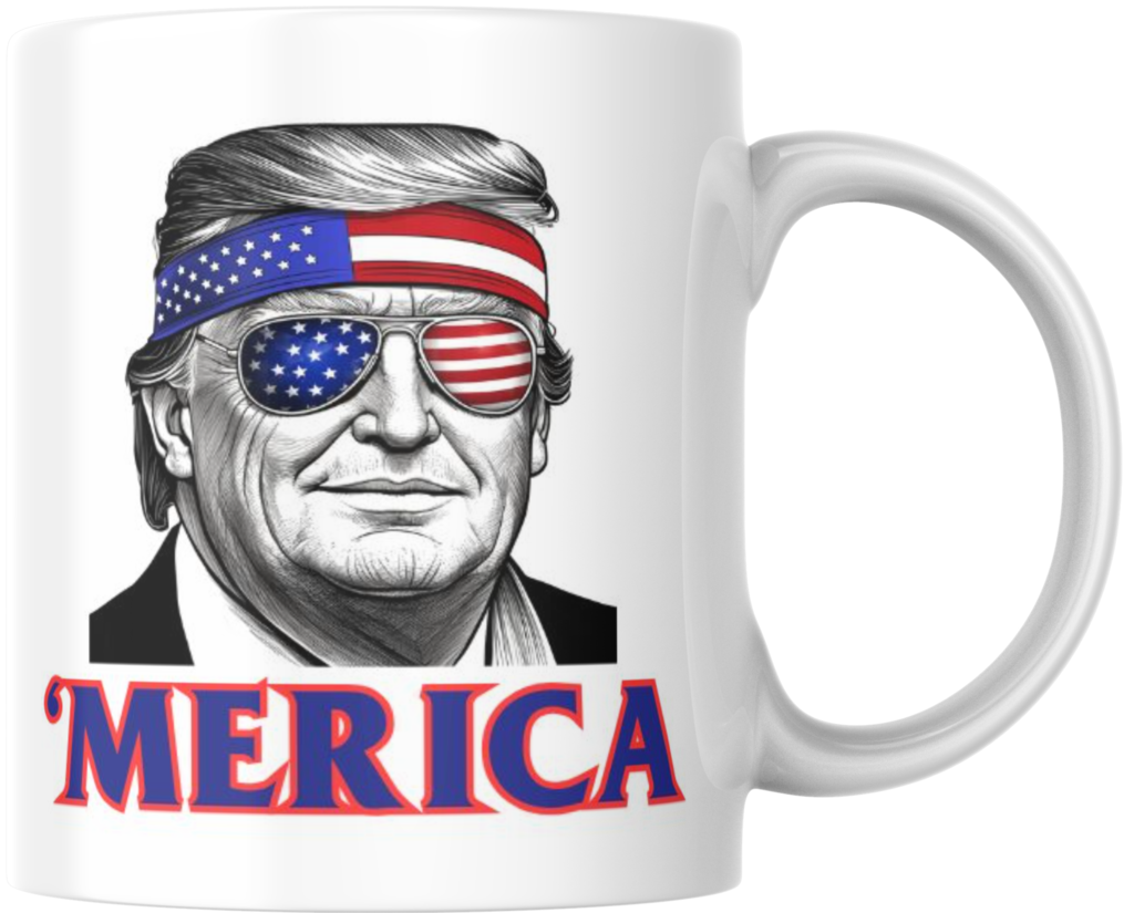 Donald Trump Merica BW Presidential Campaign MAGA Ceramic Coffee Mug Novelty 12 oz 266885