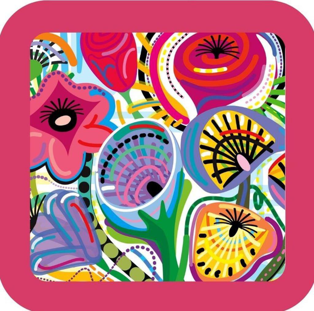 Blooming Flowers Bouquet Vivid Color Premium Drink Coaster Resin With Cork Backing NC266658 267055