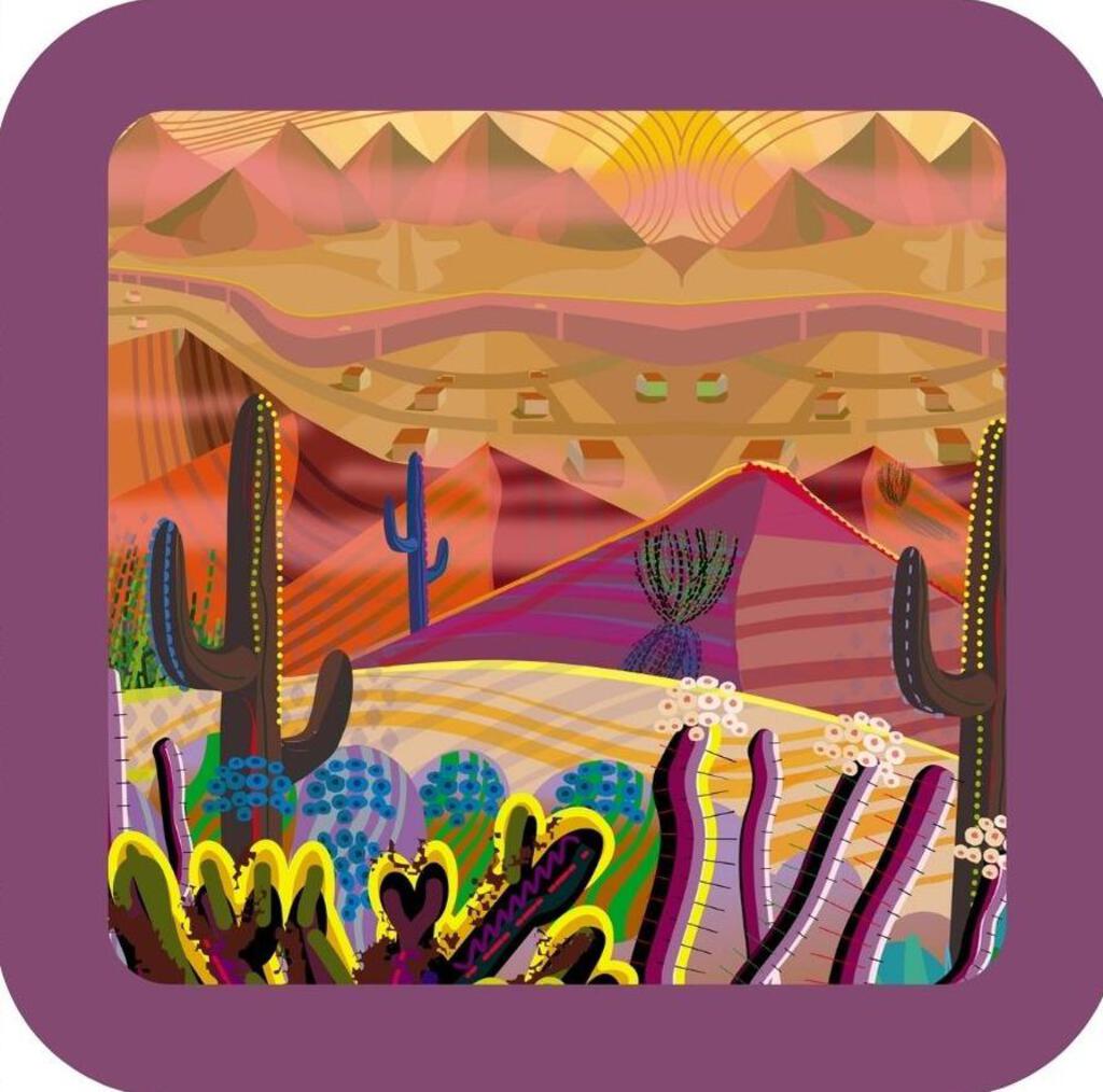 Desert Saguaro Cactus Plants Mountains Premium Drink Coaster Resin With Cork Back 267134