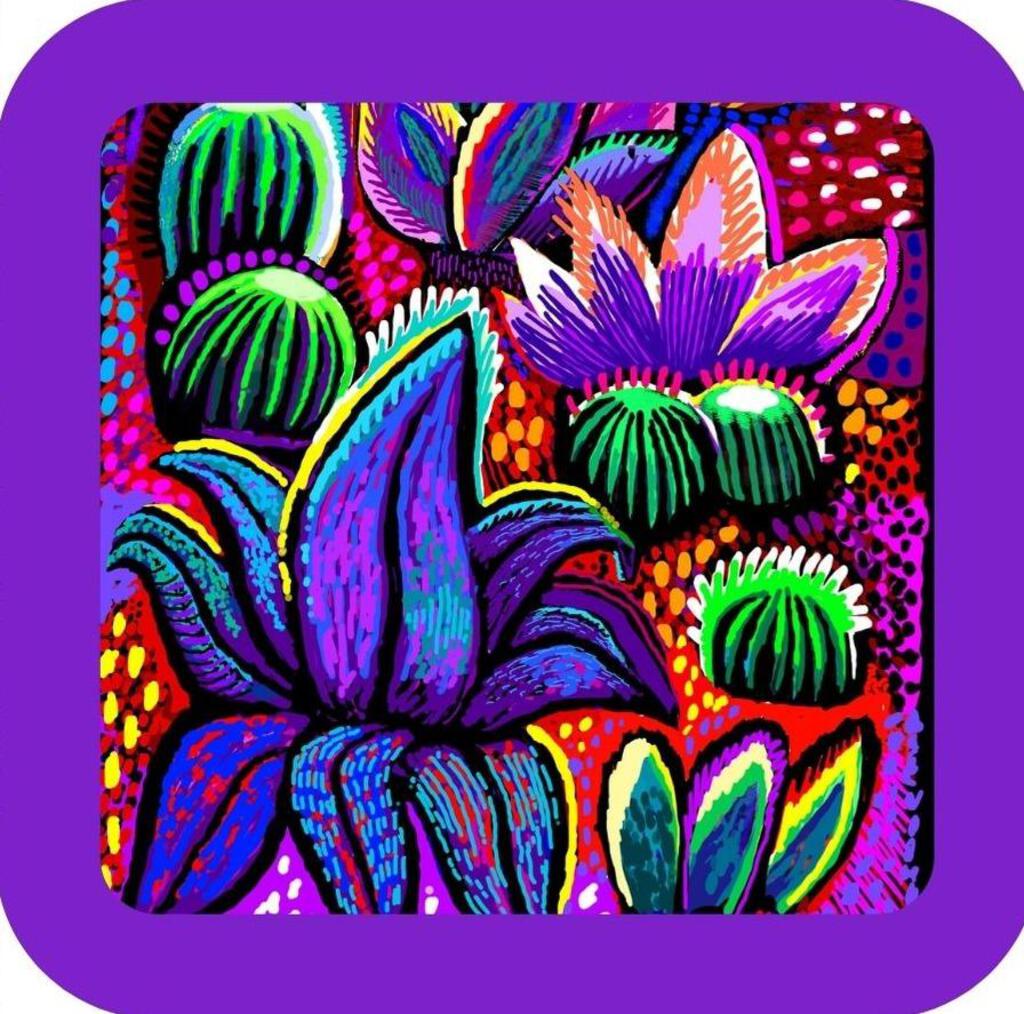 Desert Garden Saguaro Flowering Cactus At Night Premium Drink Coaster Resin With Cork Back 267137