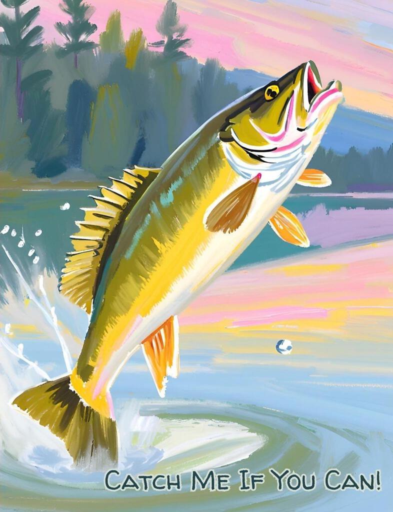 Catch Me If You Can Walley Fishing Lake Life Box of 10 Blank Note Cards 4x5 267257