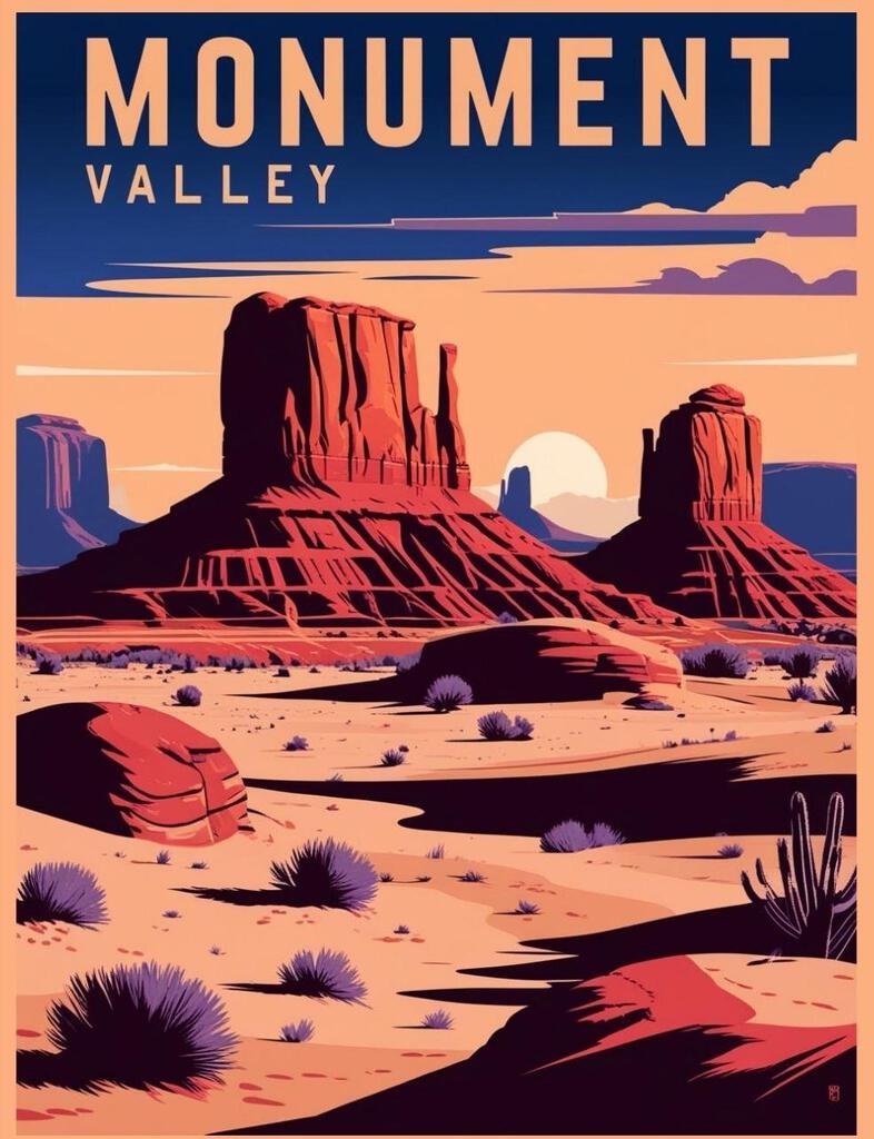 Arizona Monument Valley Retro Travel Poster Art Box of 10 Blank Note Cards 4x5 267290