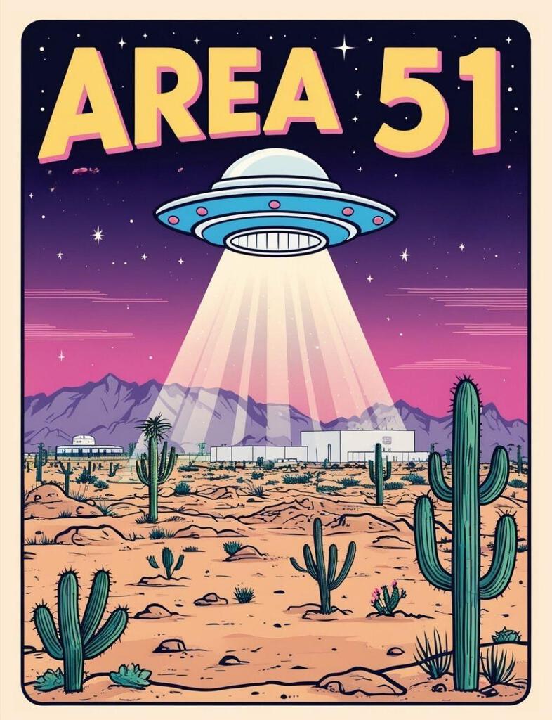 Nevada Area 51 UFO Retro Travel Poster Art Box of 10 Blank Note Cards 4x5 267310