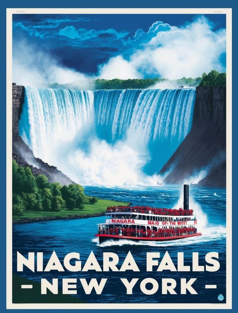 New York Niagara Falls Retro Travel Poster Box of 10 Blank Note Cards 4x5 267407