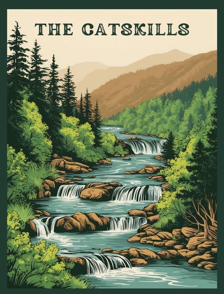 New York The Catskills Retro Travel Poster Box of 10 Blank Note Cards 4x5 267409