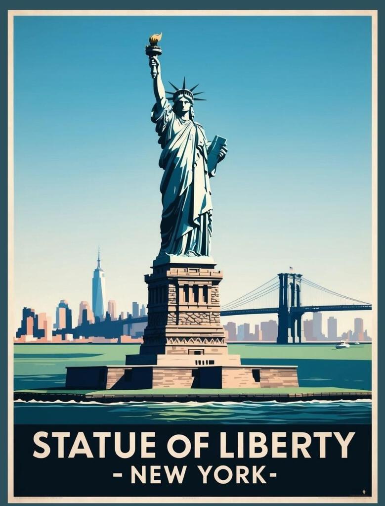 New York Statue Of Liberty Retro Travel Poster Box of 10 Blank Note Cards 4x5 267411