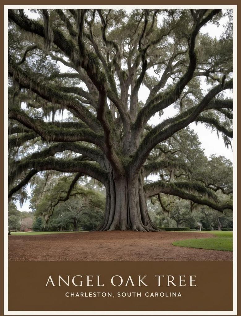 South Carolina Angel Oak Tree Charleston Retro Travel Poster Box of 10 Blank Note Cards 4x5 267416
