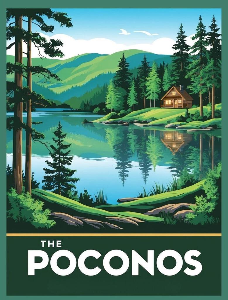 Pennsylvania The Poconos Retro Travel Poster Box of 10 Blank Note Cards 4x5 267418