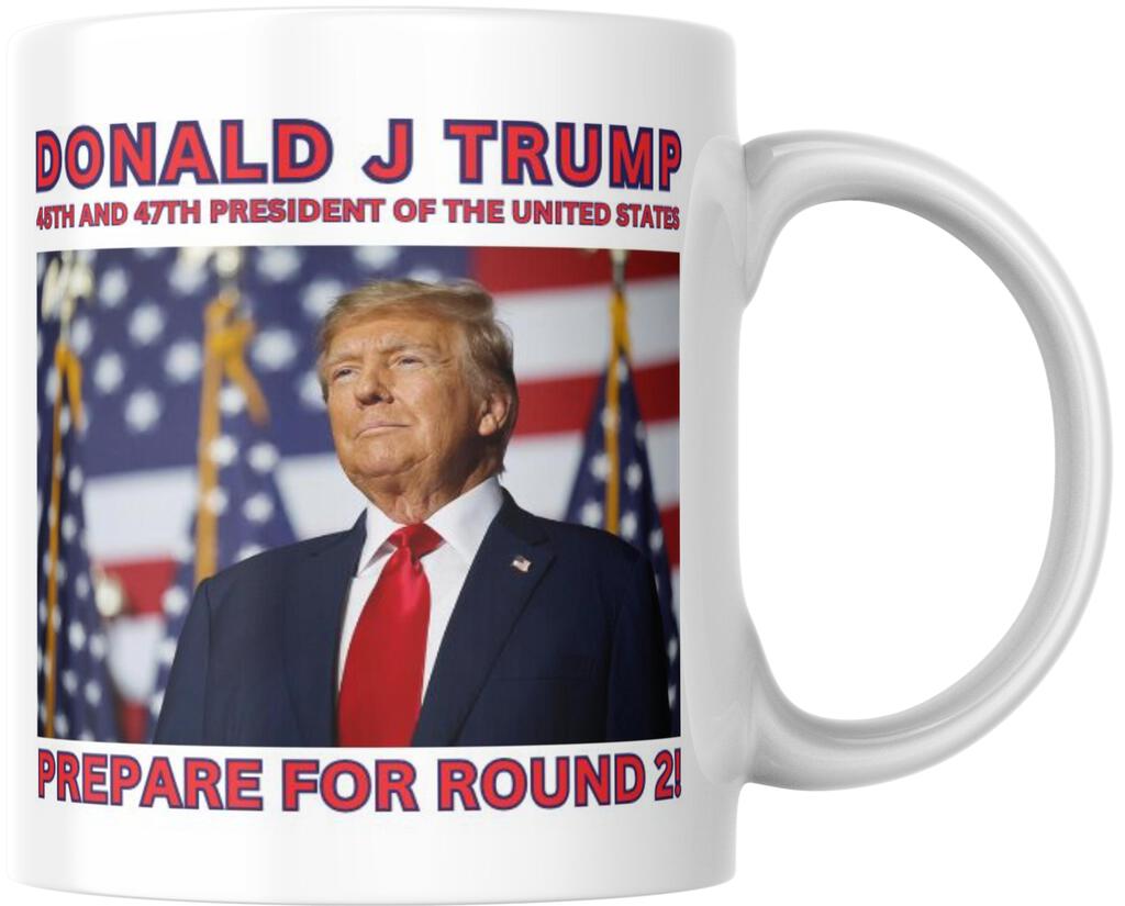 Donald Trump Presidential Inauguration 45 47 Round 2 Ceramic Coffee Mug 12 oz 267619