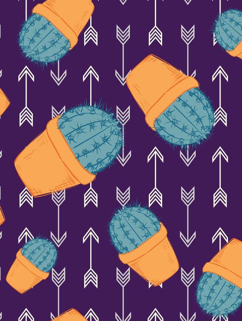 Cute Cactus Southwest Purple Terra Cotta Arrows Box of 10 Blank Note Cards 4x5 267834