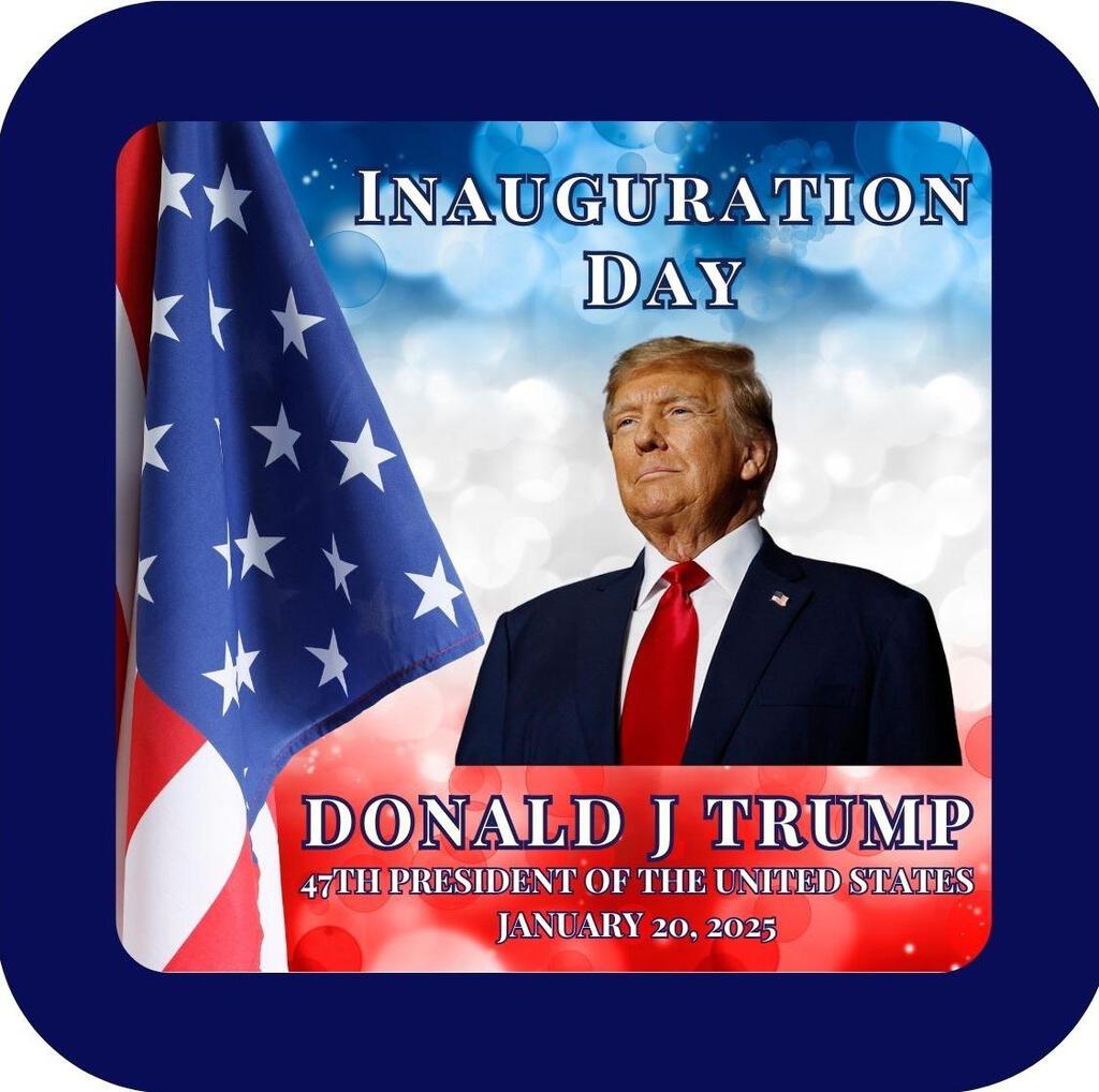 Donald Trump Presidential Inauguration Day Flag Premium Drink Coaster Resin With Cork Backing 268021
