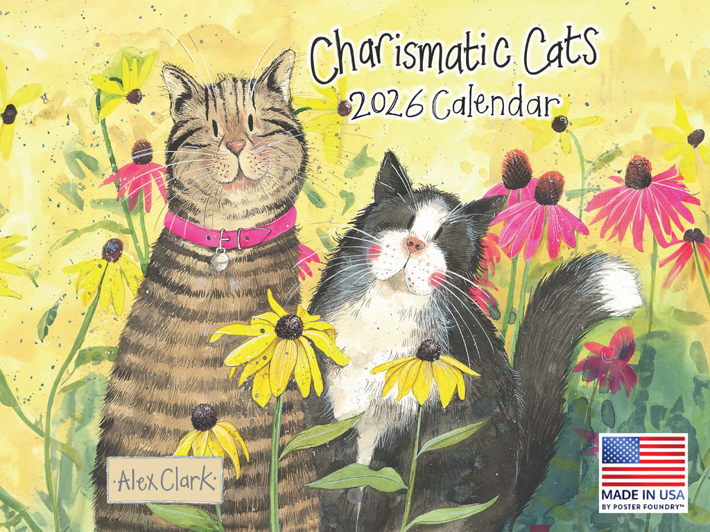Alex Clark Charismatic Cat Calendar 2026 Wall Monthly American Made