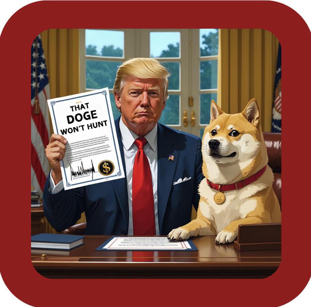 Donald Trump DOGE Wont Hunt Oval Office Premium Drink Coaster Resin With Cork Backing 268784
