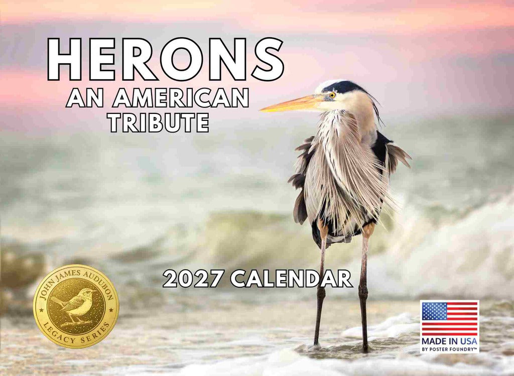 JJ Audubon Tribute Heron Calendar 2027 Monthly Wall | American Made In The USA 268835
