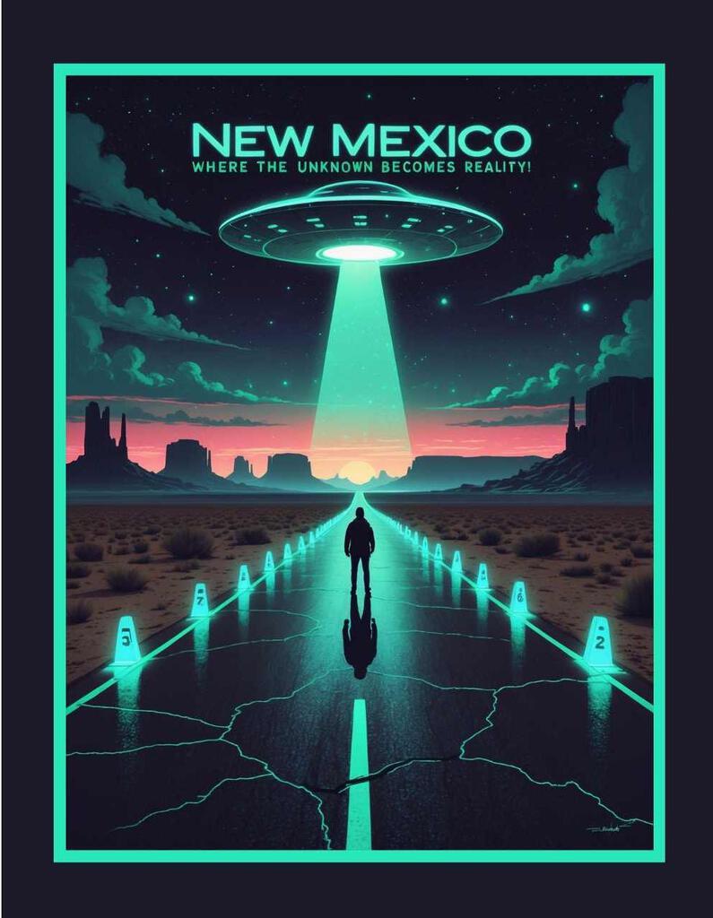 New Mexico Where Unknown Become Reality UFO Aliens Retro Travel Box of 10 Blank Note Cards 4x5 269090