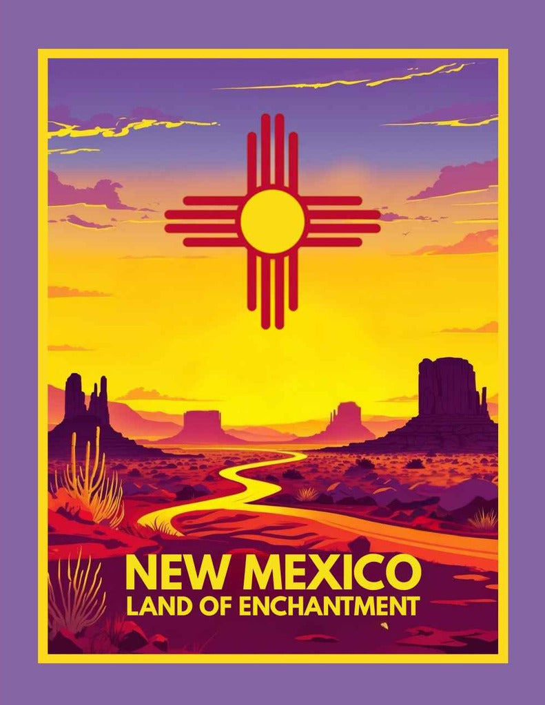 New Mexico Land Of The Zia Sun Retro Travel Box of 10 Blank Note Cards 4x5 269096