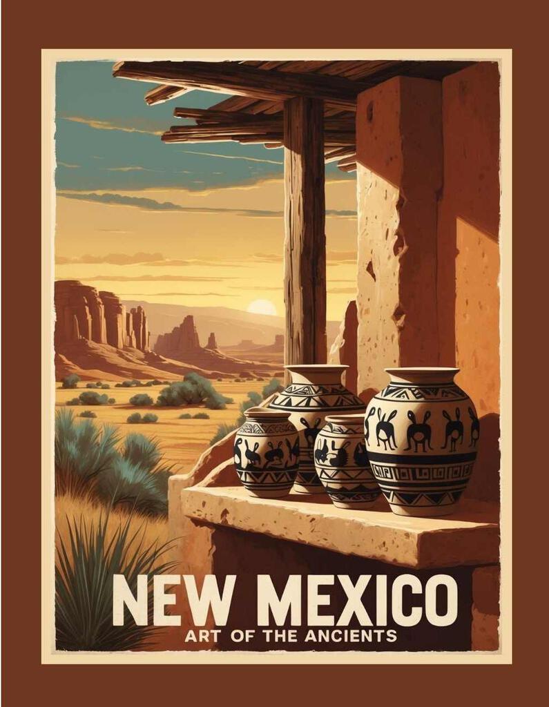New Mexico Mimbres Pottery Art Of Ancients Retro Travel Box of 10 Blank Note Cards 4x5 269097