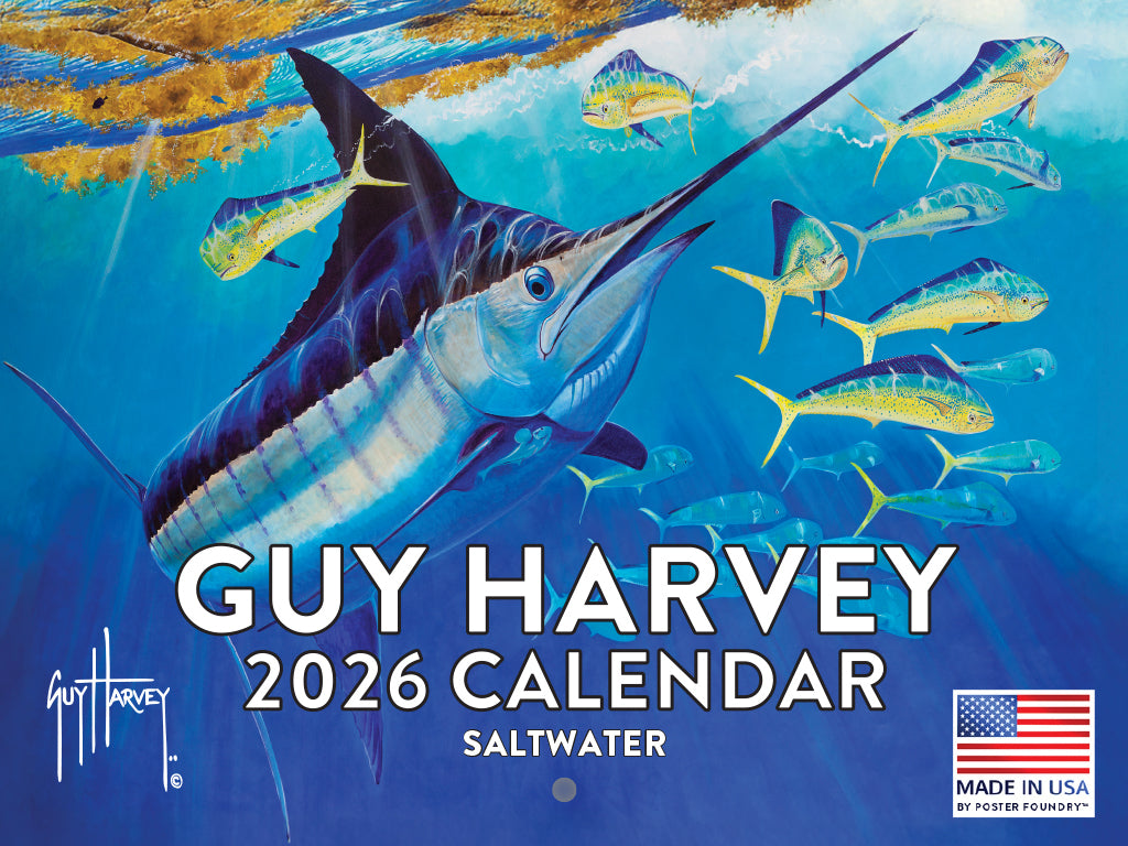 Guy Harvey Saltwater Fish Calendar 2026 Monthly Wall Calender 12 Month | American Made In The USA 269159