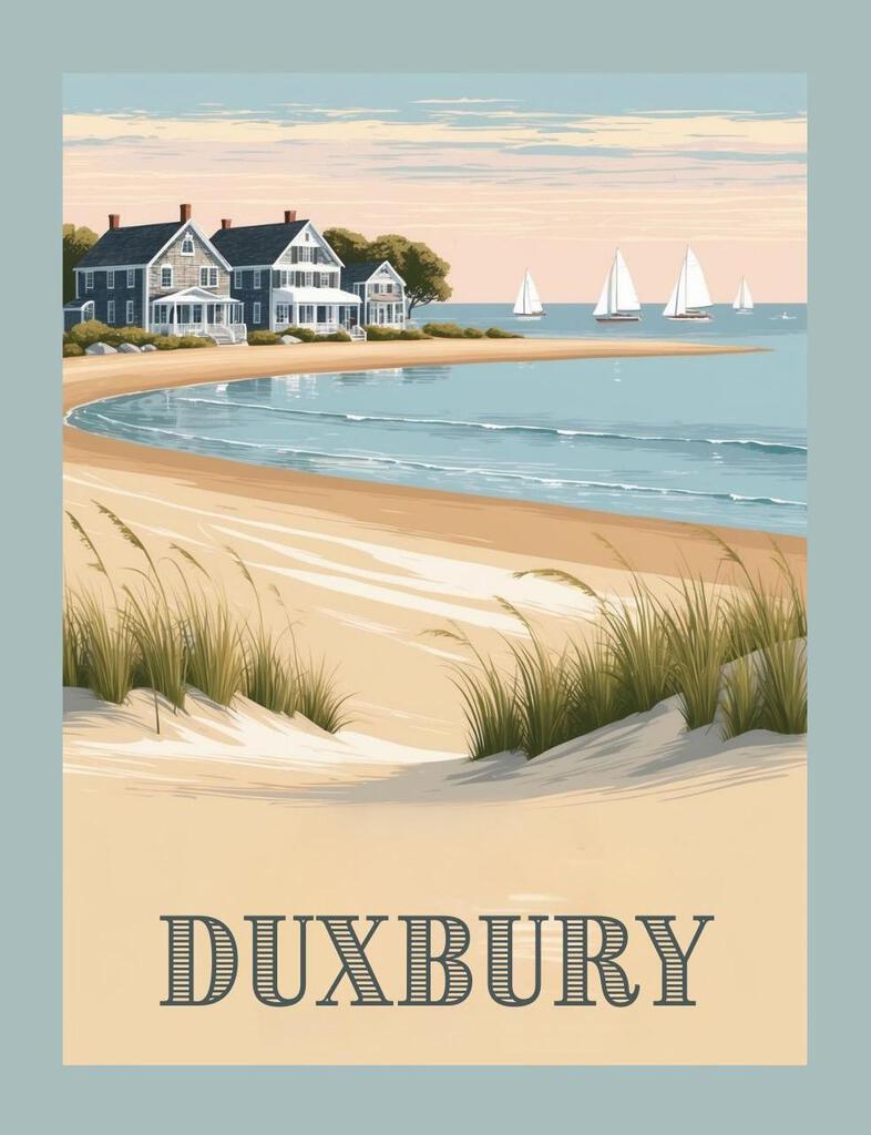 Massachusetts Duxbury Retro Travel Box of 10 Blank Note Cards 4x5 269177
