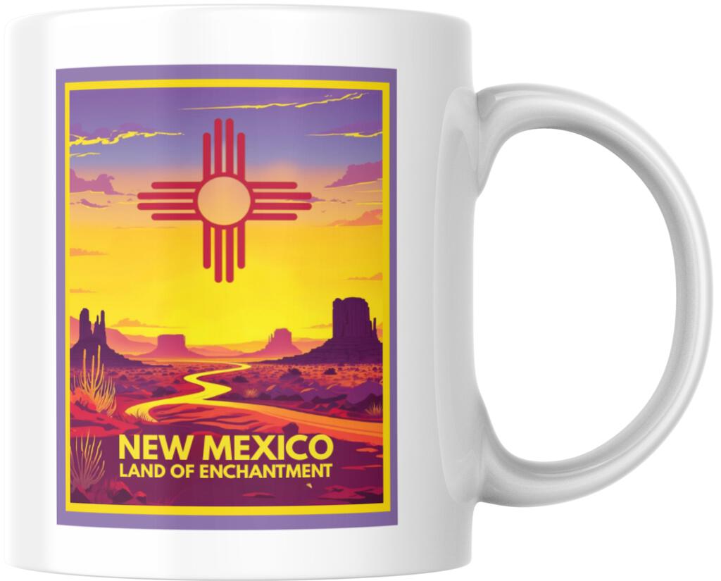 New Mexico Land Of The Zia Sun Retro Travel Ceramic Coffee Mug Tea Cup Novelty Gift 12 oz 269207