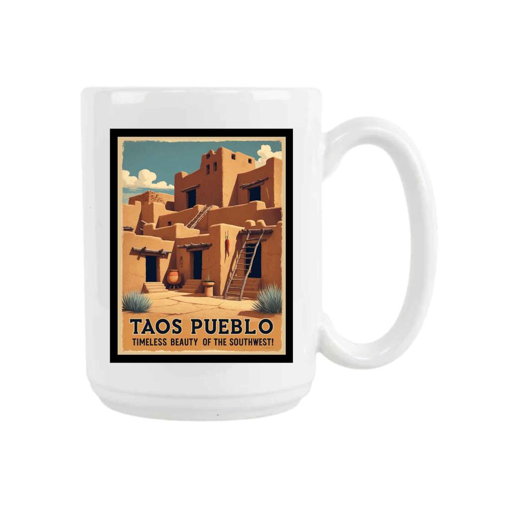 CUSTOM New Mexico Taos Pueblo Timeless Beauty Retro Travel Ceramic Coffee Mug 15oz 269214