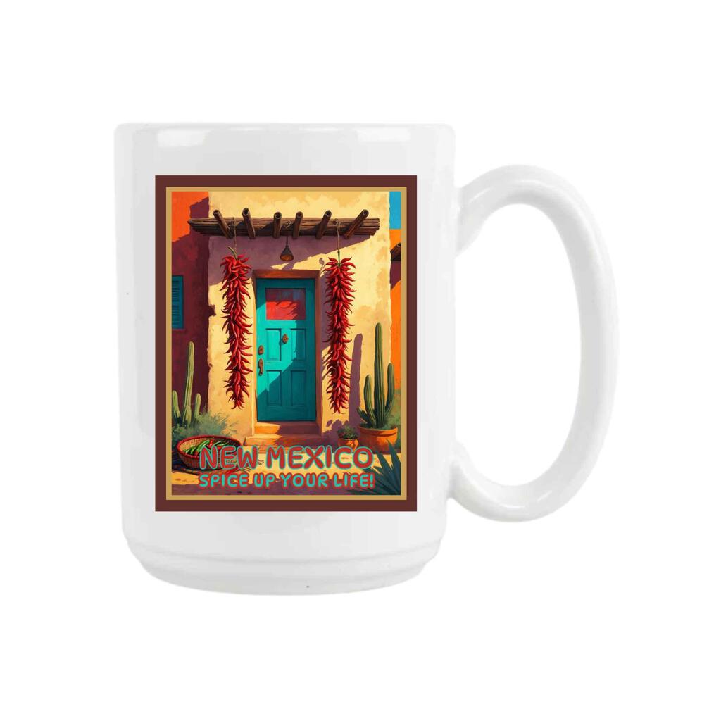 CUSTOM New Mexico Spice Up Your Life Chile Ristra Retro Travel Ceramic Coffee Mug 15oz 269216