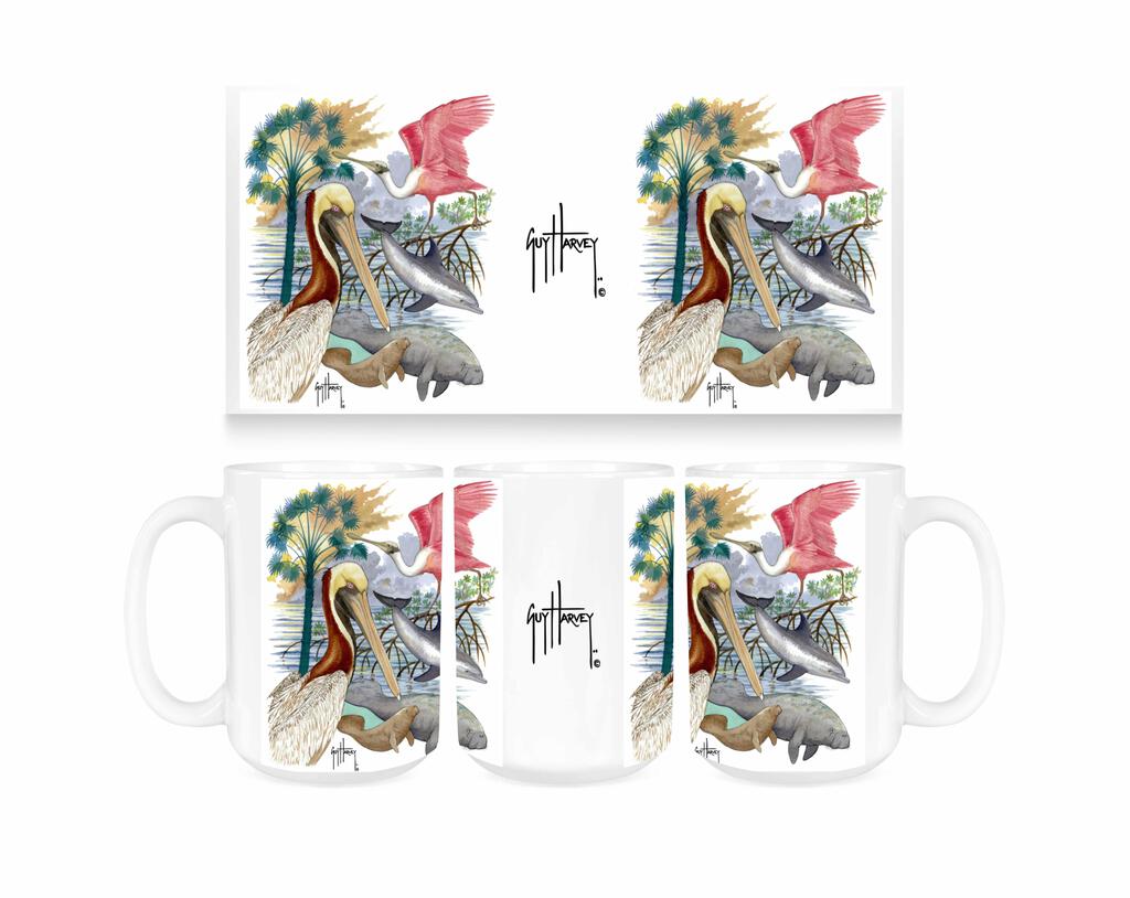 Guy Harvey Gulf Life Ceramic Coffee Mug Tea Cup Fun Novelty Gift 15 oz 269244