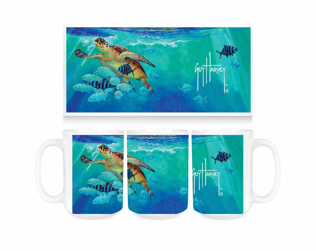 Guy Harvey Hawksbill Caravan Ceramic Coffee Mug Tea Cup Fun Novelty Gift 15 oz 269259