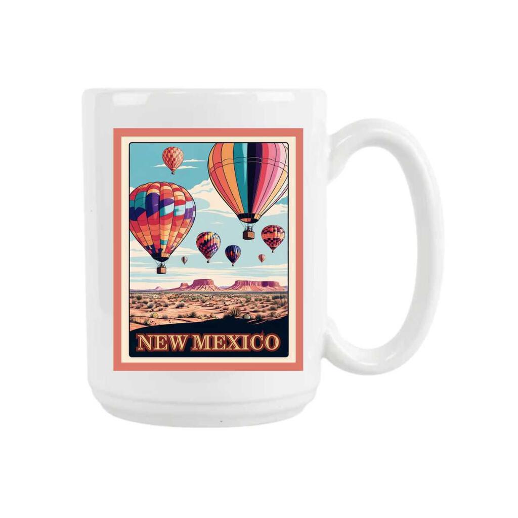 New Mexico Balloons Over Desert Retro Travel Ceramic Coffee Mug Tea Cup Fun Novelty Gift 15 oz 269297