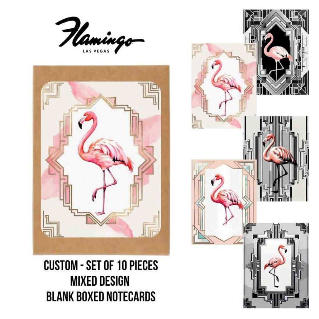 CUSTOM Flamingo Hotel Las Vegas Mixed Set Box of 10 Blank Note Cards 4x5 269303
