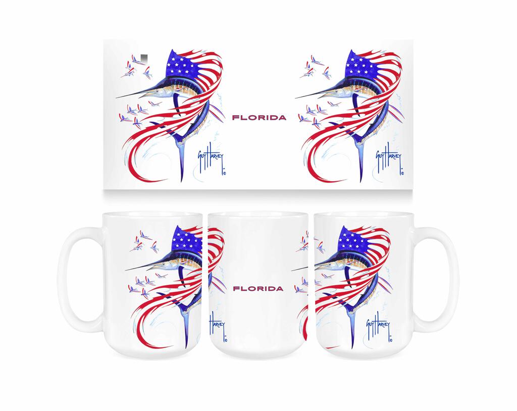 CUSTOM Guy Harvey Sail America FLORIDA Ceramic Coffee Mug Tea Cup Fun Novelty Gift 15 oz 269337