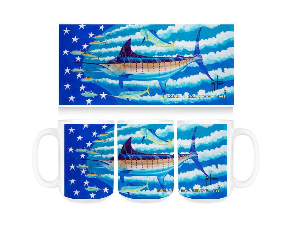 CUSTOM Guy Harvey Blue Stars And Stripes PRLH Ceramic Coffee Mug Tea Cup Fun Novelty Gift 15 oz 269355