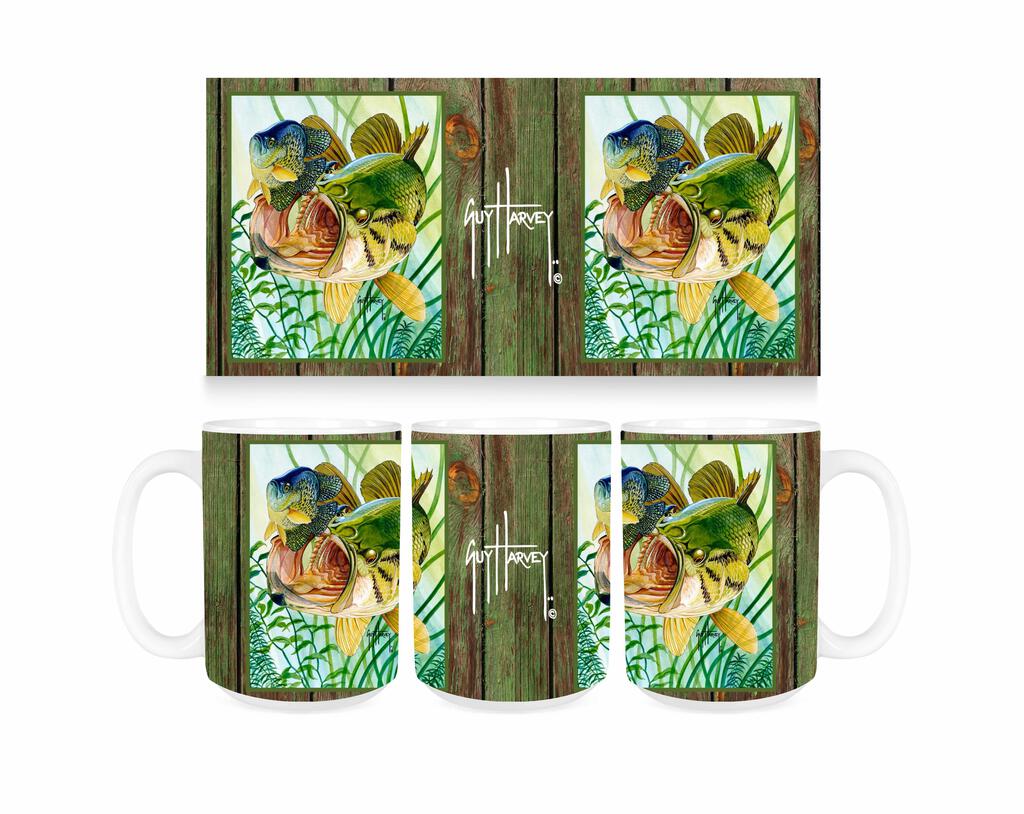 Guy Harvey Largemouth Bass Crappie Ceramic Coffee Mug Tea Cup Fun Novelty Gift 15 oz 269393