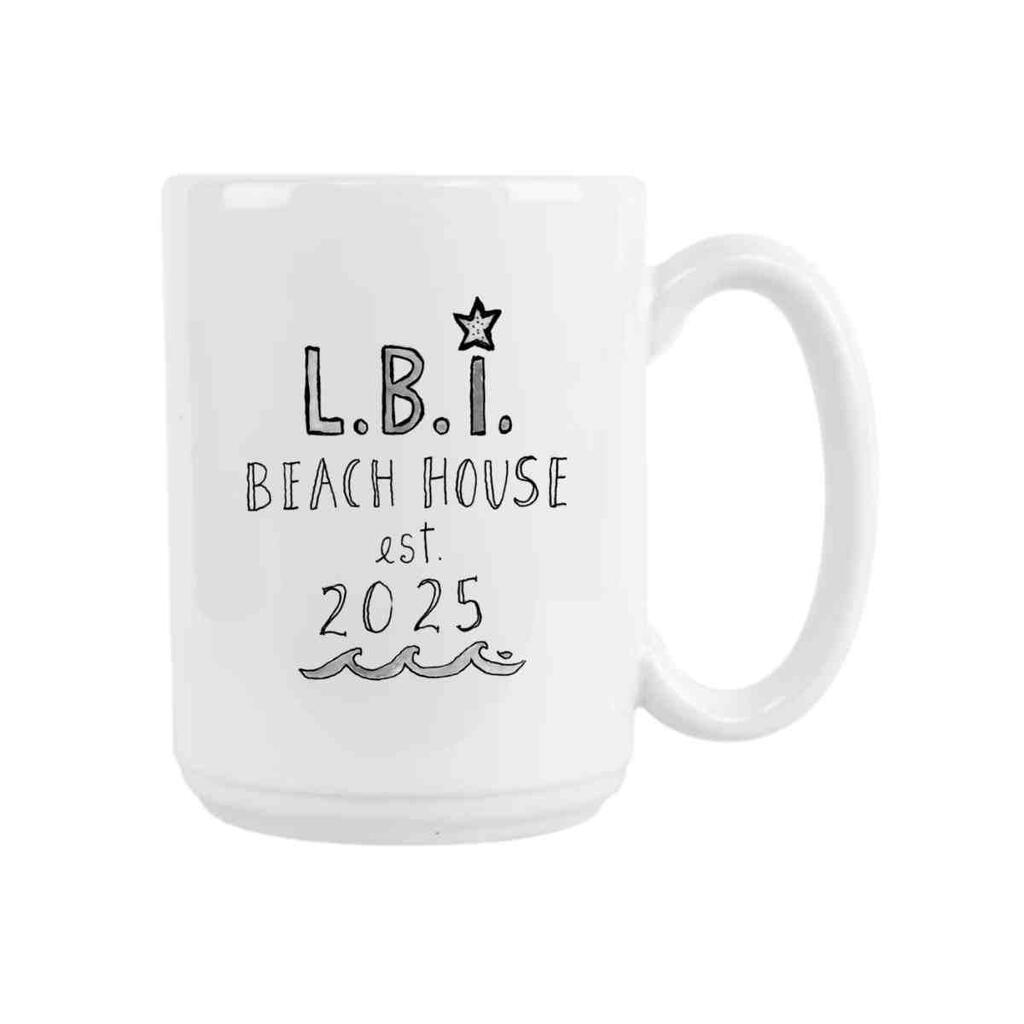CUSTOM How To Live Beach House 2025 Black And White Long Beach Island Ceramic Coffee Mug 15 oz 269439