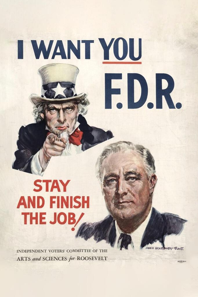 Franklin D Roosevelt FDR Uncle Sam I Want You Election Cool Wall Art Print Poster 16x24 269489