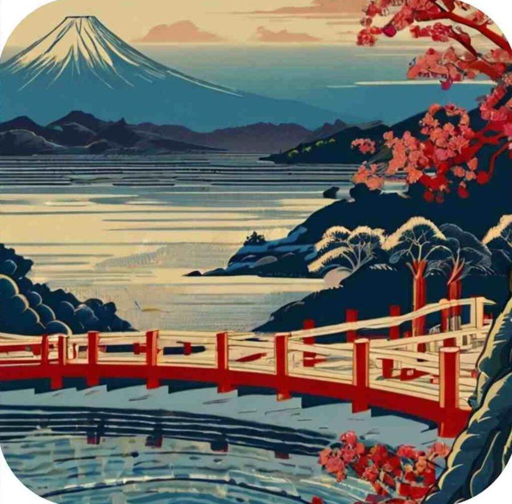 Japanese Woodblock Dreams Hokusai Inspired V2 Premium Drink Coaster Resin With Cork Backing 269497