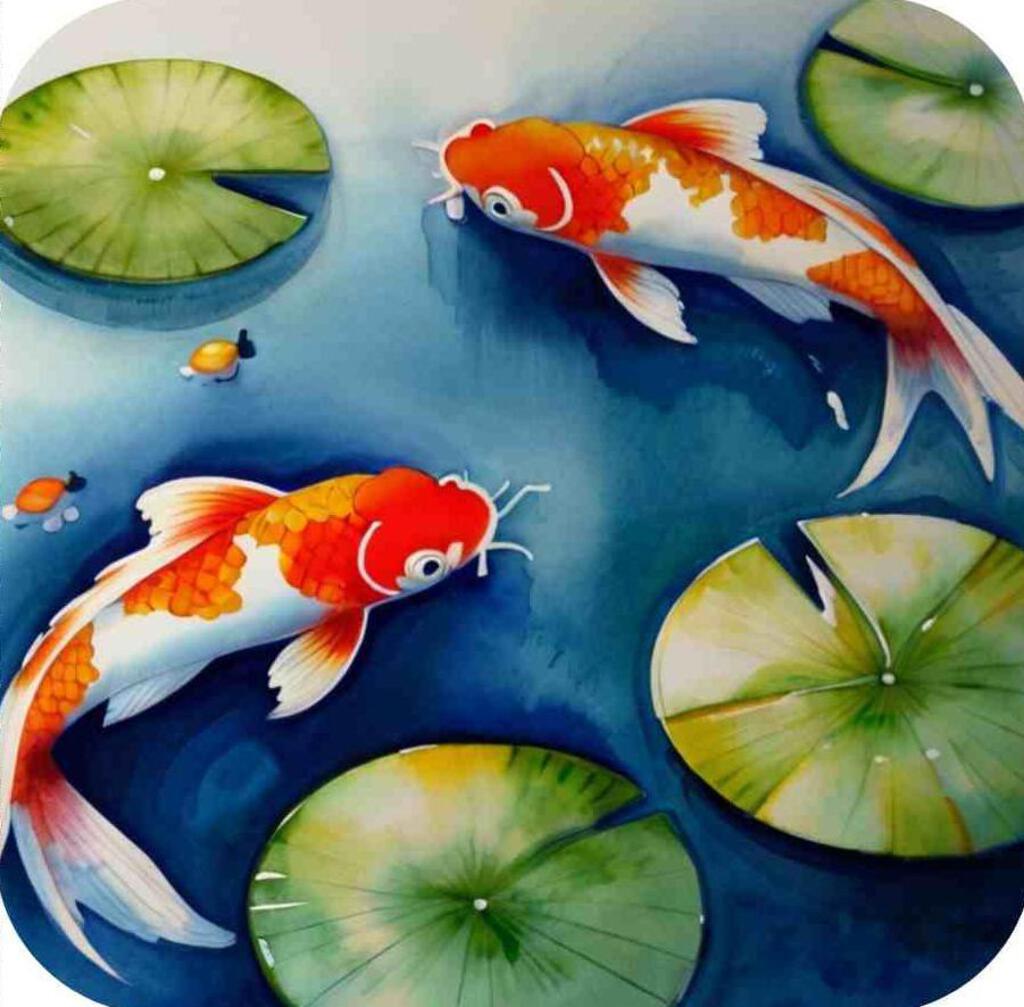 Koi Serenity Zen Tranquil Japanese Koi Fish V5 Premium Drink Coaster Resin With Cork Backing 269505