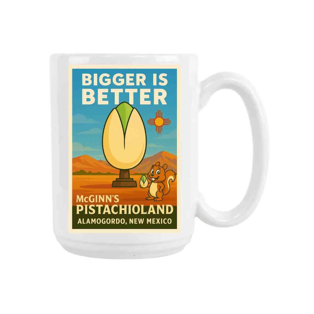 CUSTOM McGinns Pistachioland Bigger Is Better Ceramic Coffee Mug Tea Cup Fun Novelty Gift 15 oz 269530