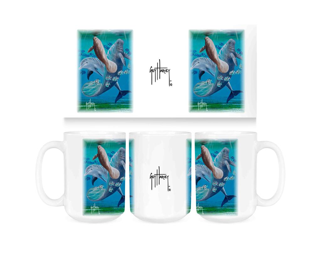 Guy Harvey Gentle Greeting Manatee Ceramic Coffee Mug Tea Cup Fun Novelty Gift 15 oz 269563