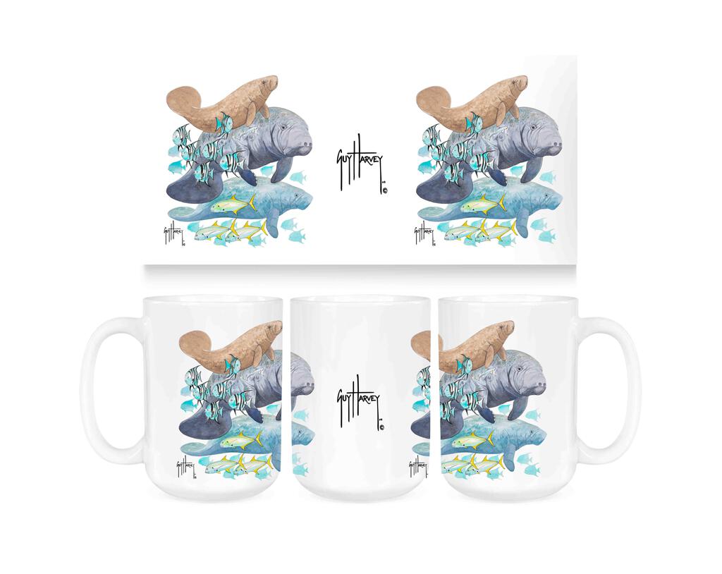 Guy Harvey Sea Cows Manatee Ceramic Coffee Mug Tea Cup Fun Novelty Gift 15 oz 269564