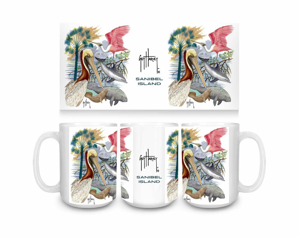 CUSTOM Guy Harvey Gulf Life SANIBEL ISLAND Ceramic Coffee Mug Tea Cup Fun Novelty Gift 15 oz 269565