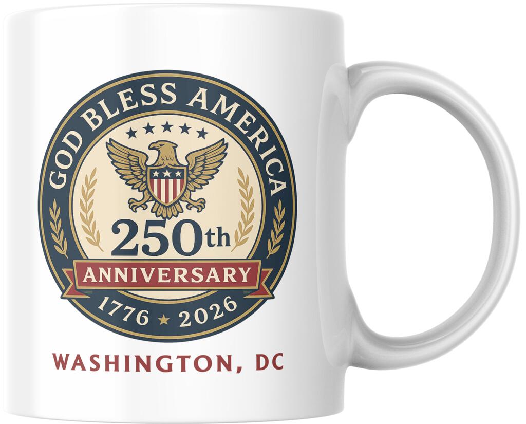 God Bless America 250th Anniversary Washington DC Coffee Mug Tea Cup Fun Novelty Gift 12 oz 269627