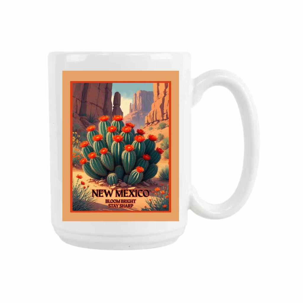 New Mexico Claret Cup Cactus Bloom Bright Retro Travel Ceramic Coffee Mug 15 oz 269659